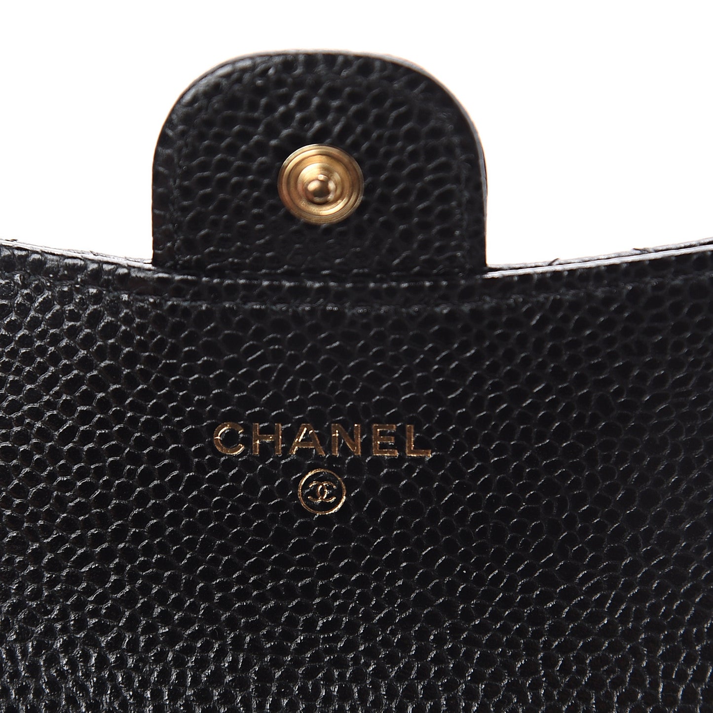 Caviar Quilted Flap Card Holder Black