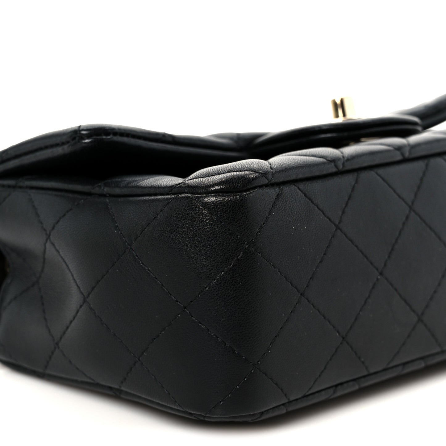 Lambskin Quilted Mini Rectangular Flap Black