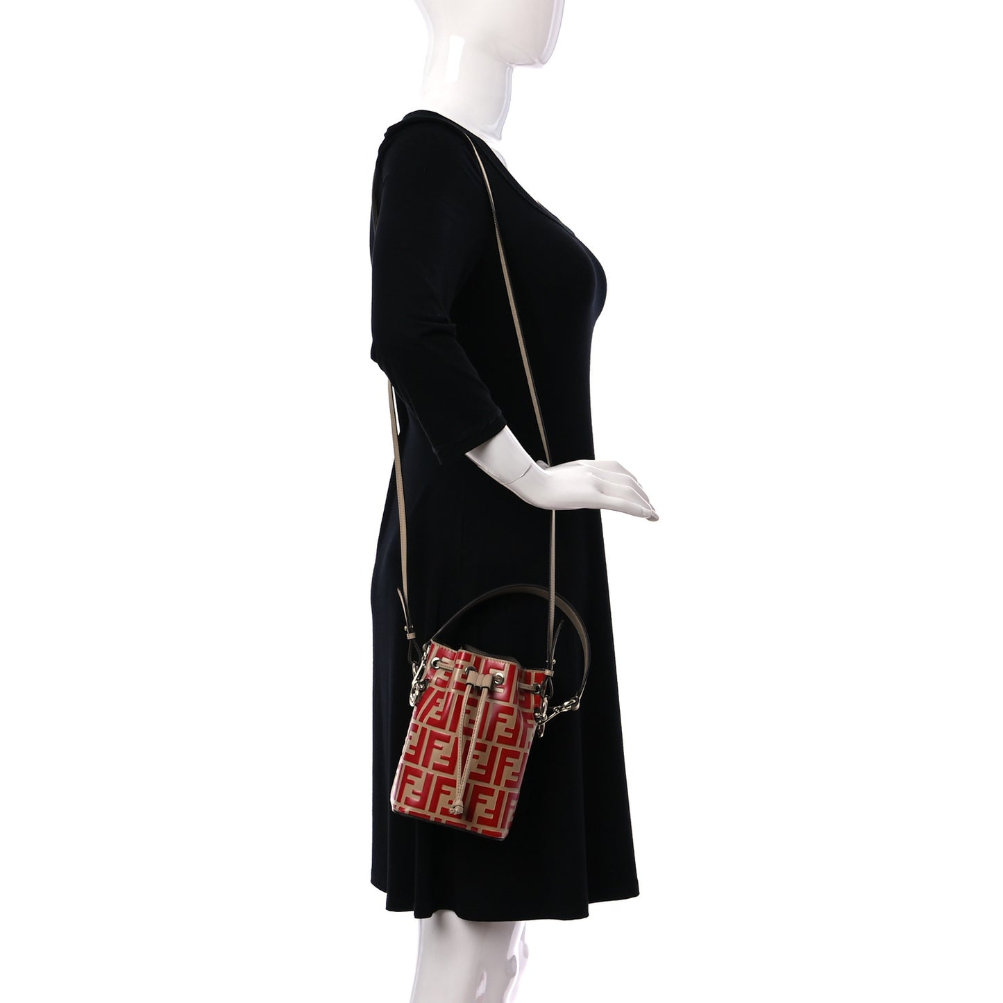 Vitello Liberty F is Fendi FF Embossed Mini Mon Tresor Bucket Bag Amido Fiamma