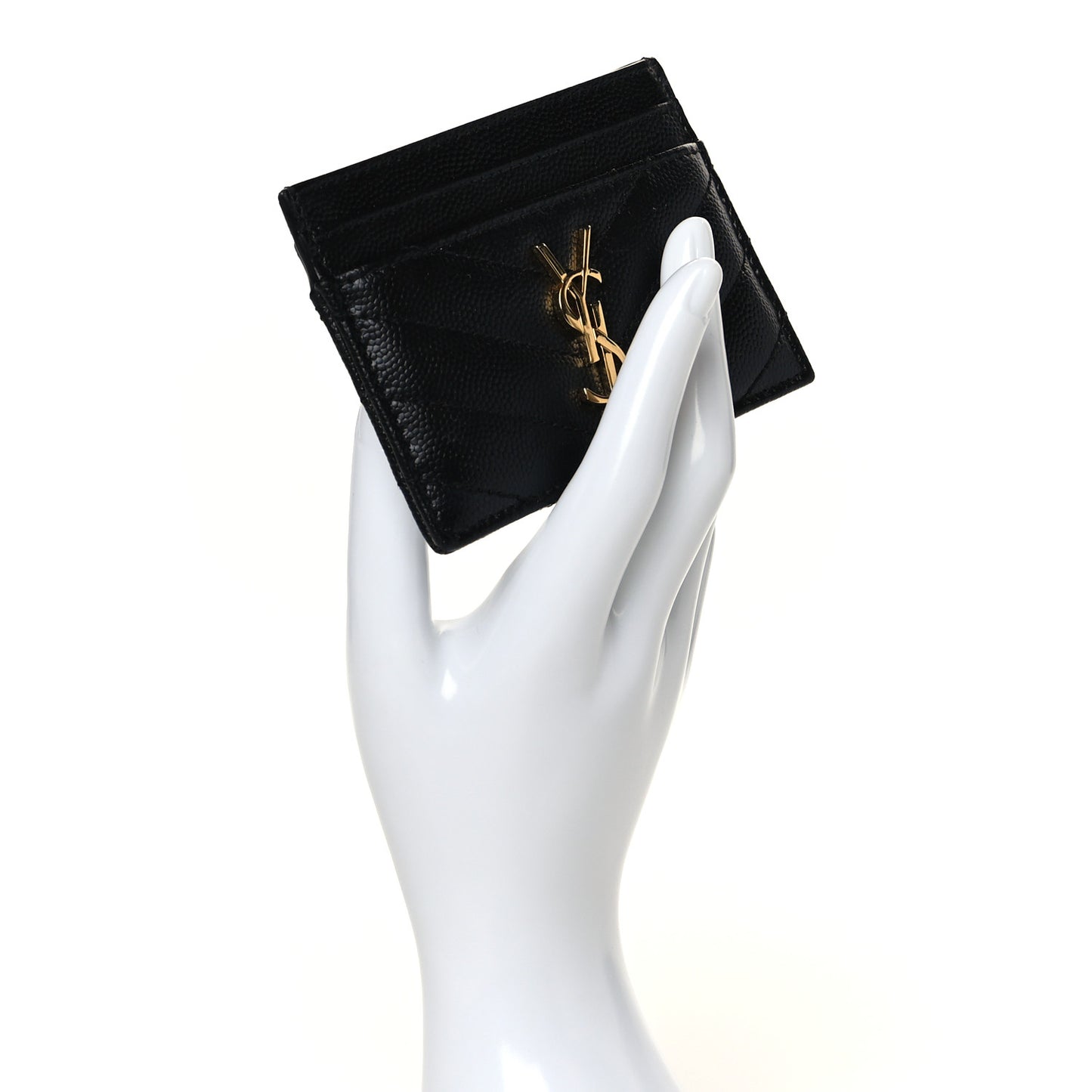 Grain De Poudre Matelasse Chevron Monogram Credit Card Case Black