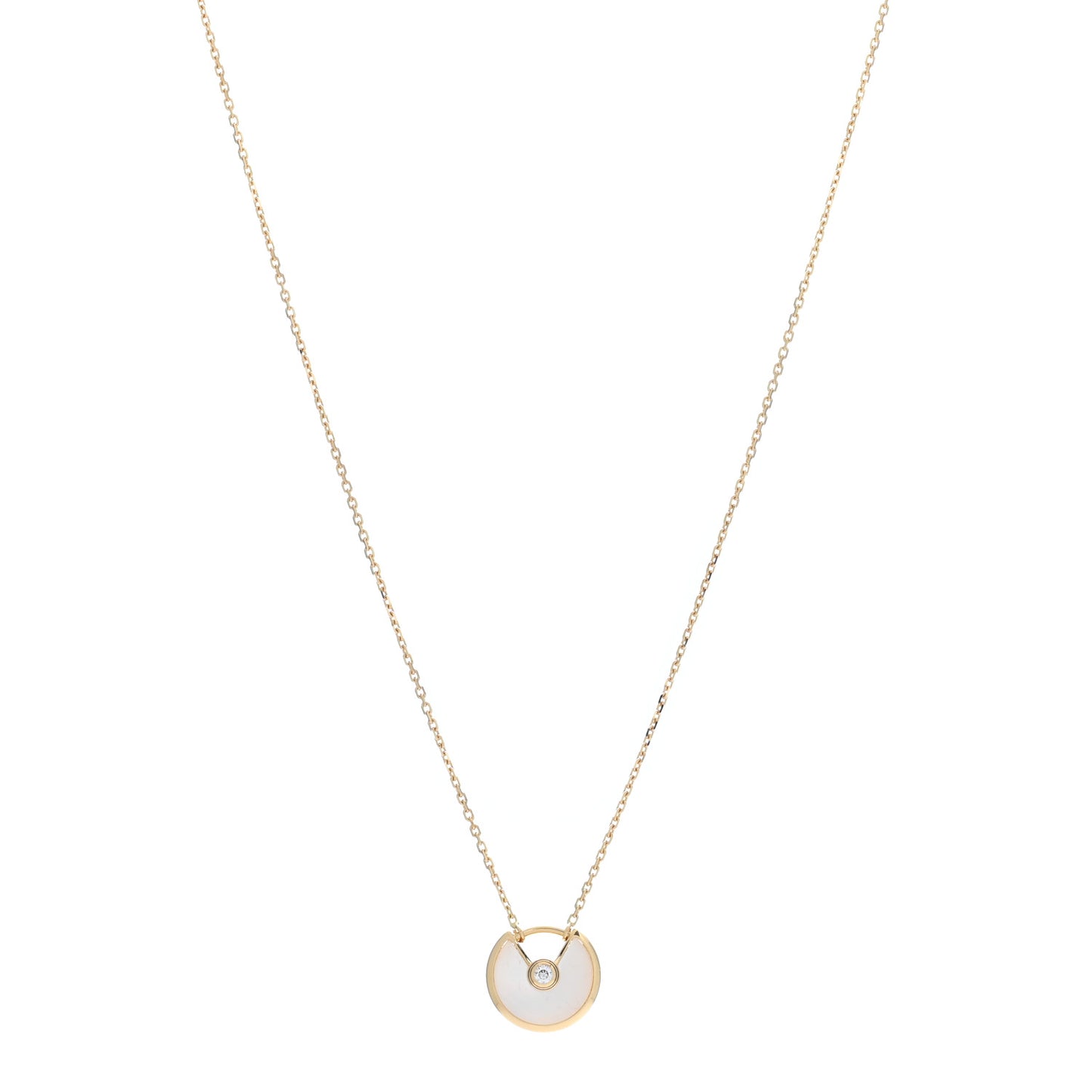18K Yellow Gold Diamond Mother of Pearl XS Amulette de Cartier Pendant Necklace