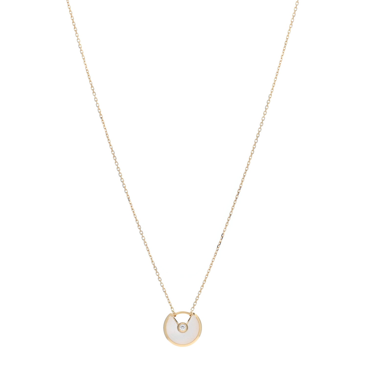 Cartier 18K Yellow Gold Diamond Mother of Pearl XS Amulette de Cartier Pendant Necklace 1 of 5