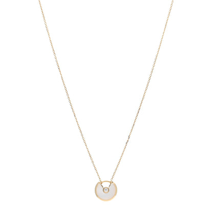 Cartier 18K Yellow Gold Diamond Mother of Pearl XS Amulette de Cartier Pendant Necklace 1 of 5