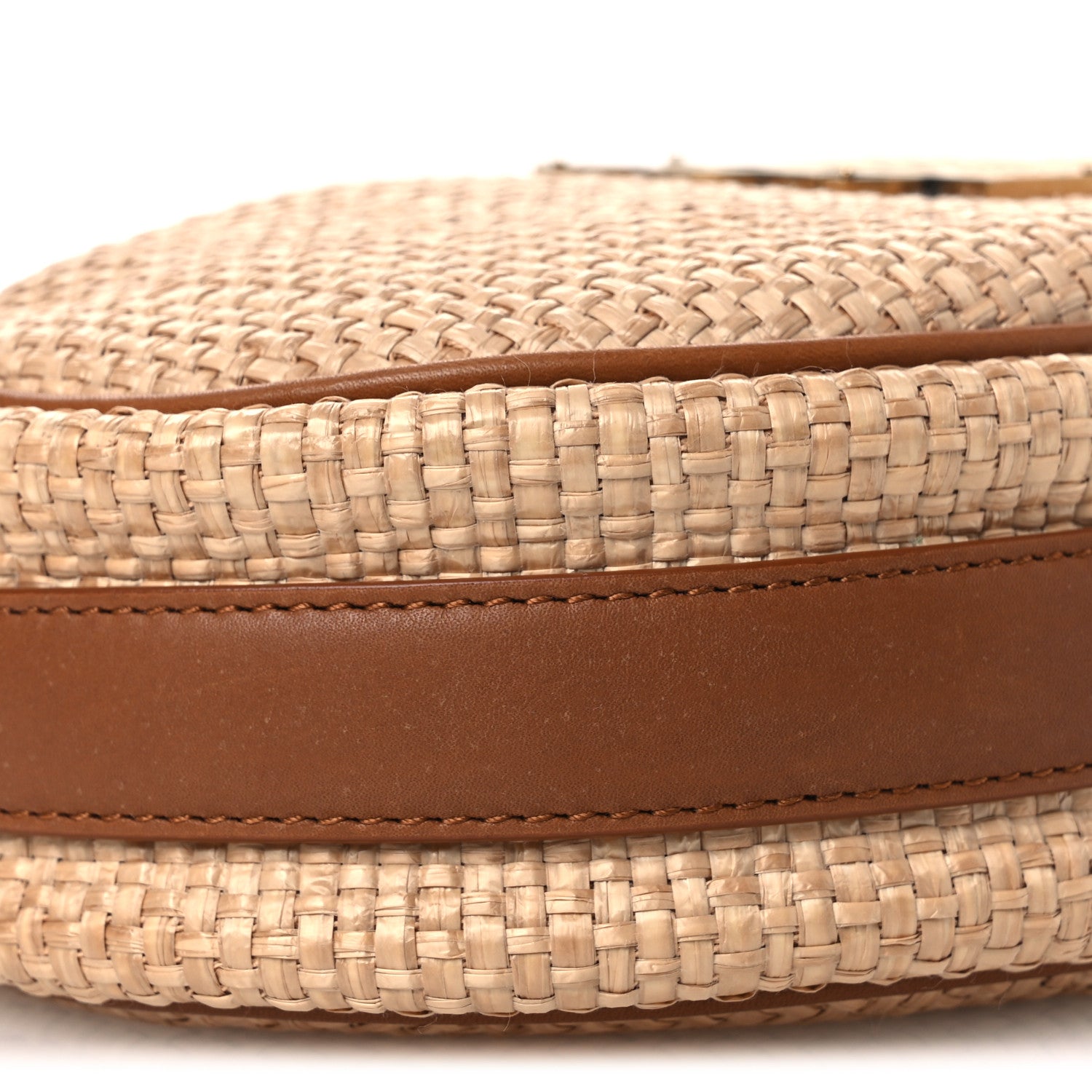 Saint Laurent Raffia Calfskin Round Camera Bag Golden Ecru Brick 9 of 11