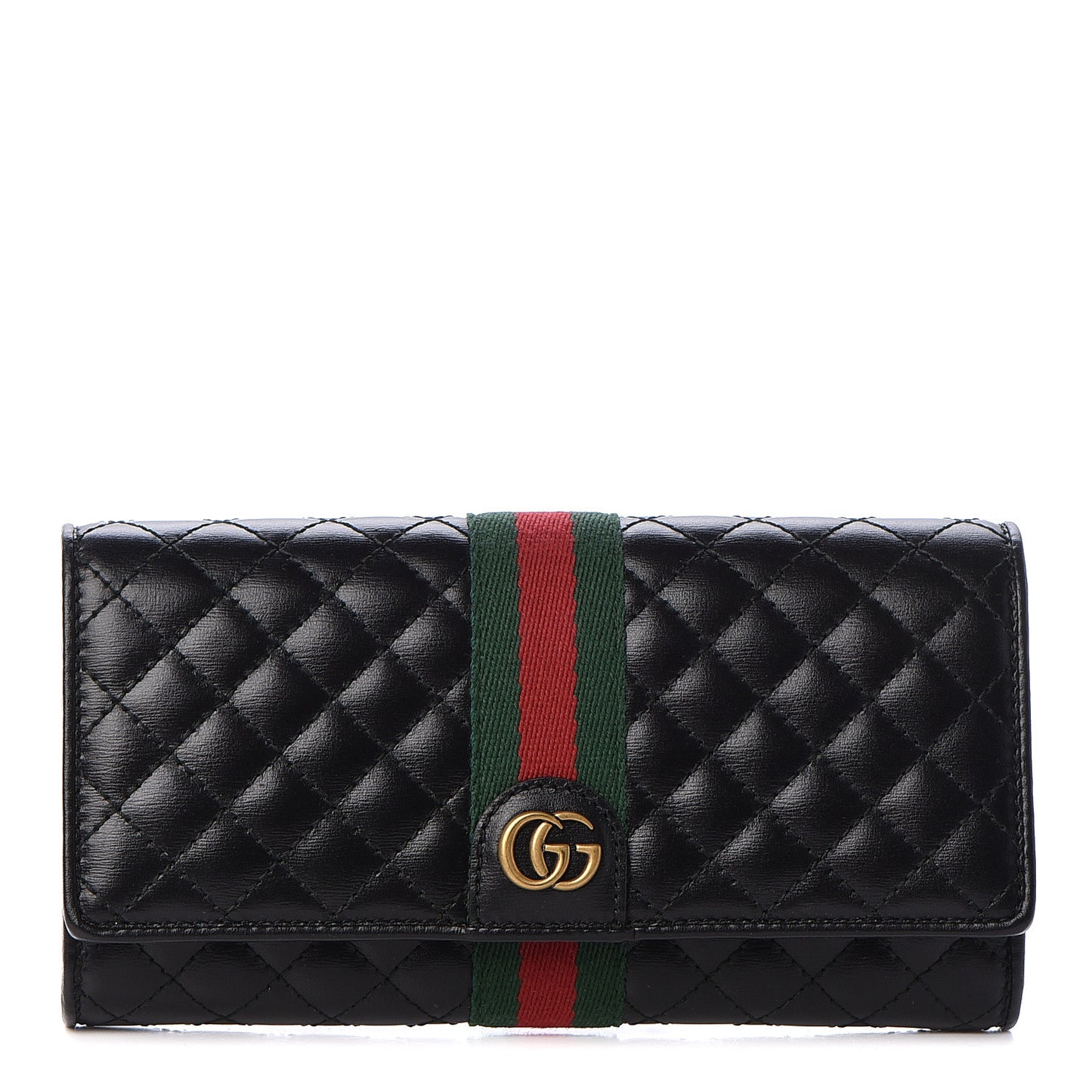 Calfskin Web Trapuntata GG Continental Wallet Black