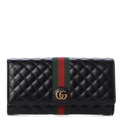 Gucci Calfskin Web Trapuntata GG Continental Wallet Black 1 of 8