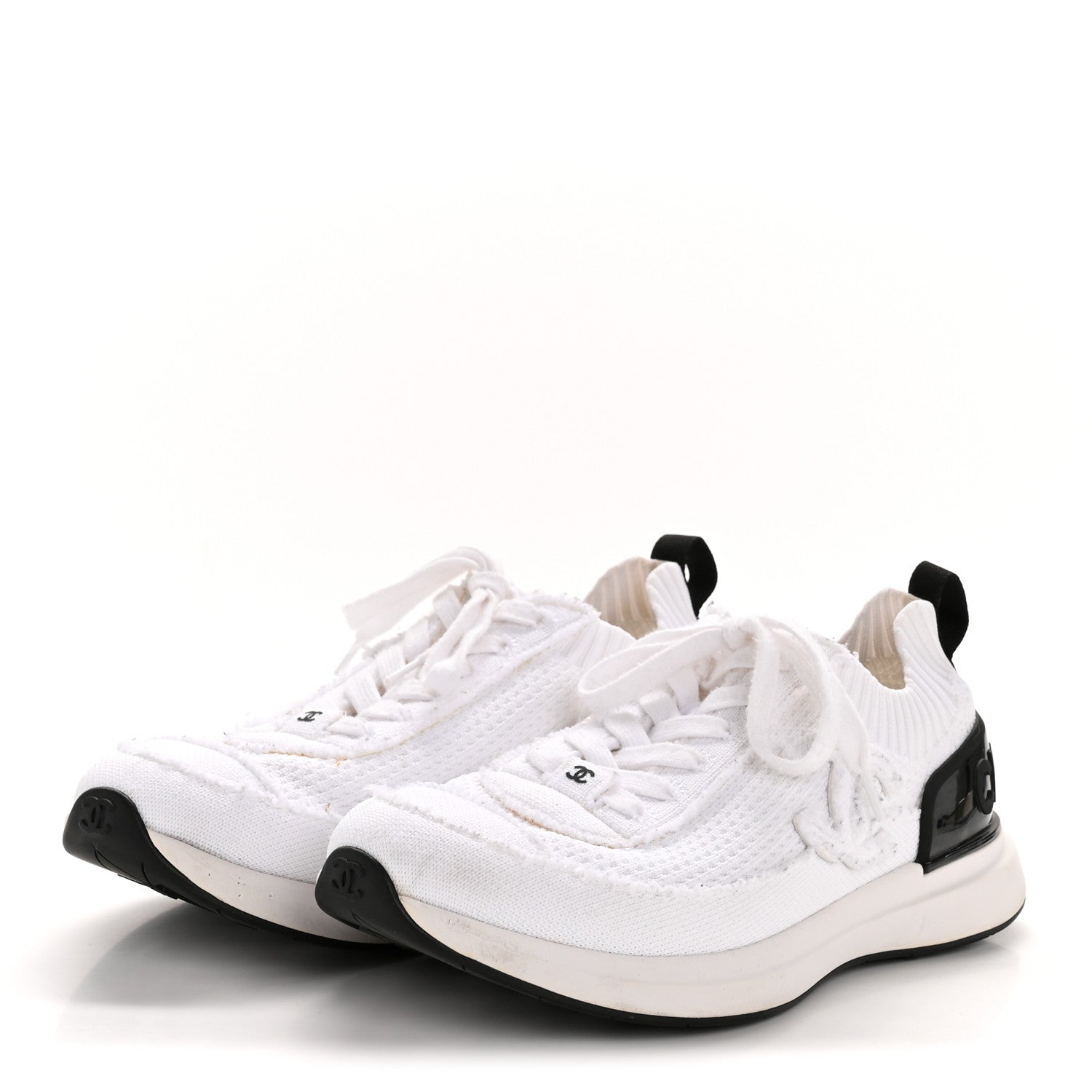 Chanel Fabric Logo Sneakers 39.5 White 4 of 9