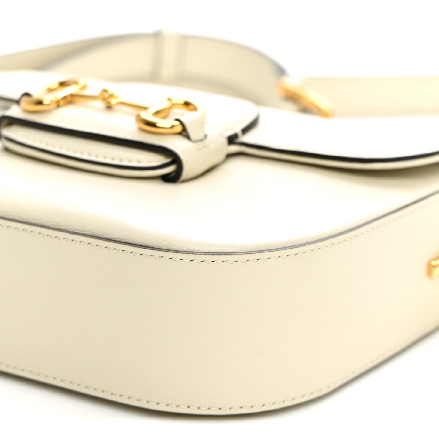 Azalea Calfskin Web Mini Horsebit 1955 Shoulder Bag Mystic White
