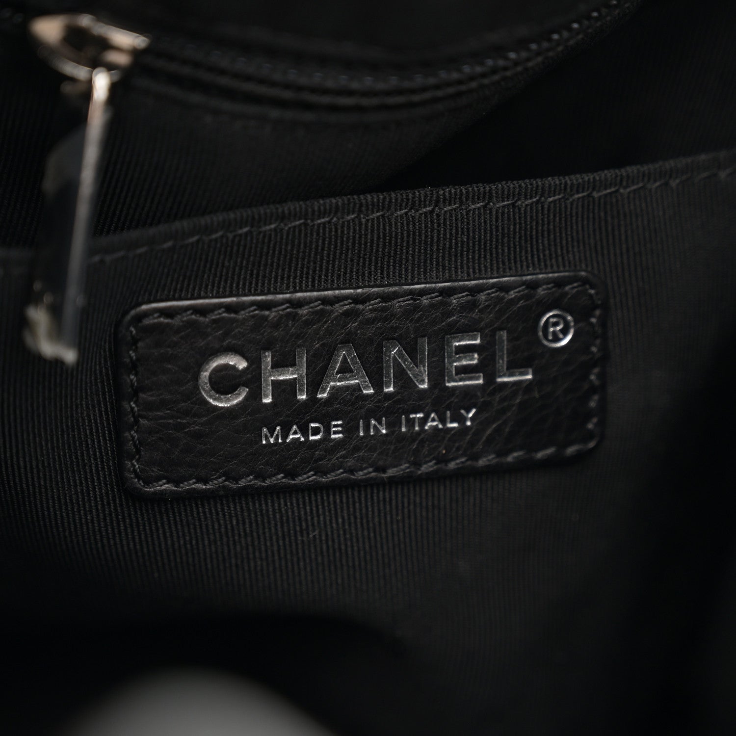 Chanel Caviar Flat Quilted CC Chain Bucket Drawstring Bag Black 6 of 10