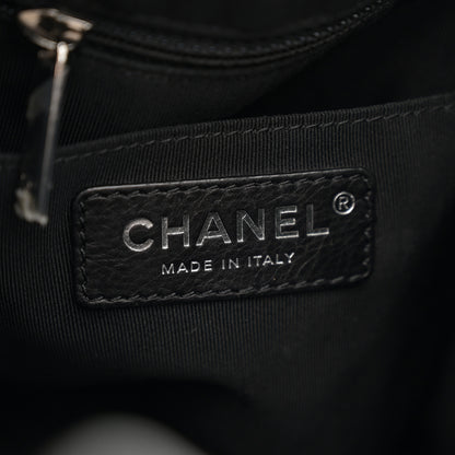 Chanel Caviar Flat Quilted CC Chain Bucket Drawstring Bag Black 6 of 10