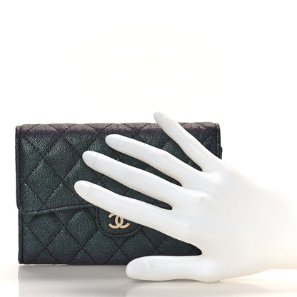 Chanel Iridescent Caviar Quilted Large Gusset Flap Wallet Black 2 of 10