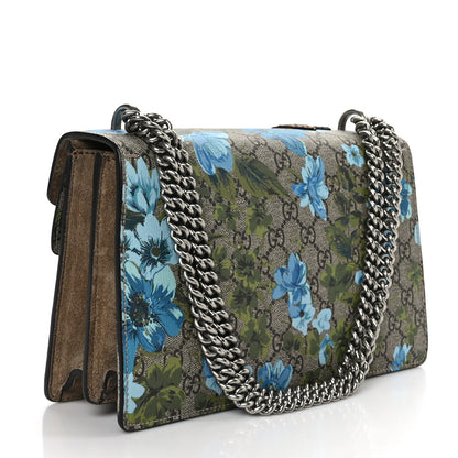 Gucci GG Supreme Monogram Blooms Print Embroidered Small Dionysus Shoulder Bag Blue Taupe 3 of 10
