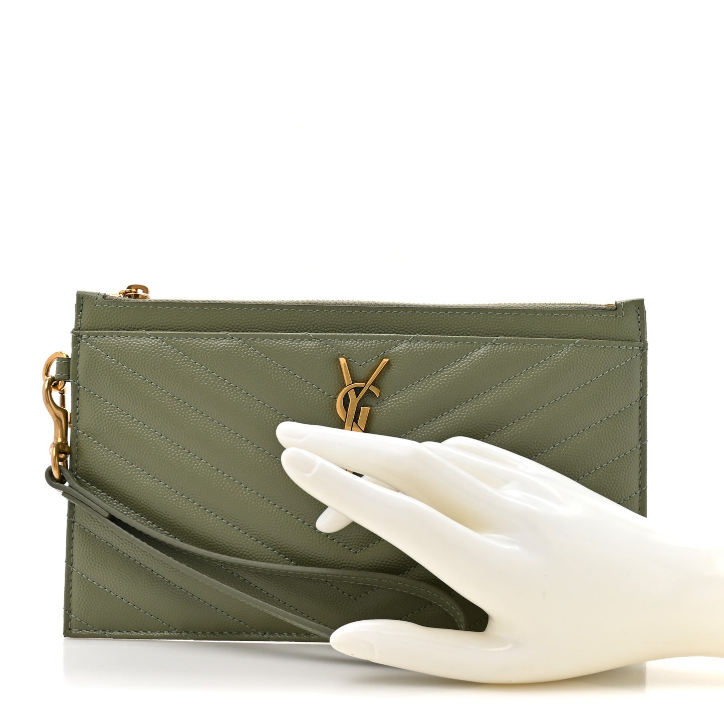Grain De Poudre Chevron Monogram Large Bill Pouch Light Sage