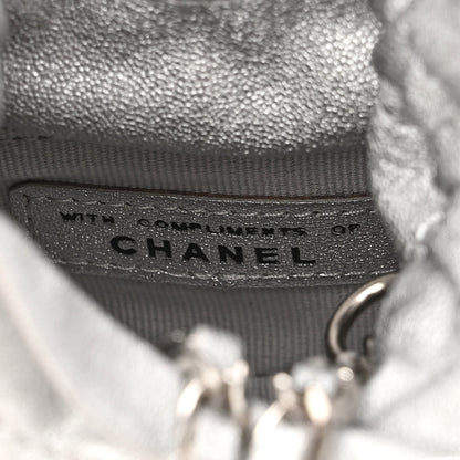 Chanel Metallic Caviar Quilted Mini Drawstring Bucket Bag Silver 7 of 11