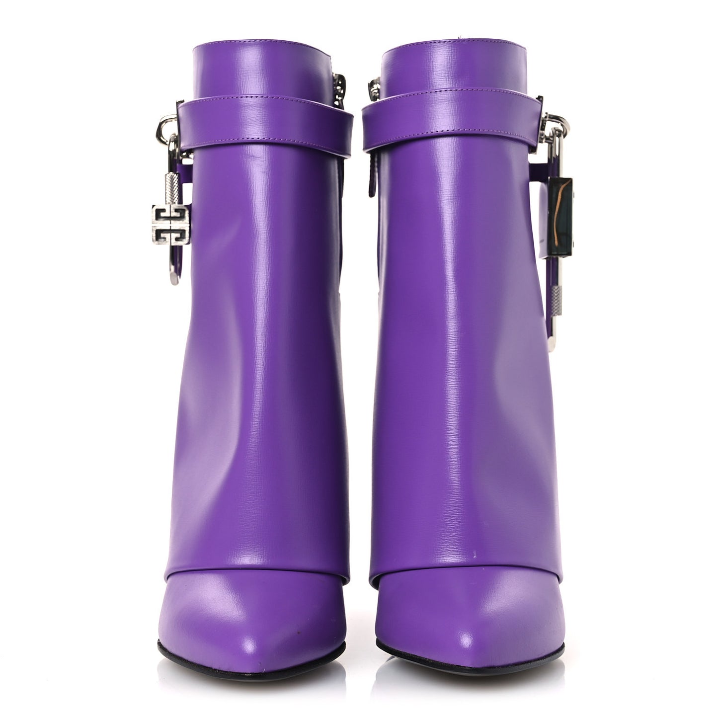 Calfskin Shark Lock Ankle Boots 35 Ultraviolet