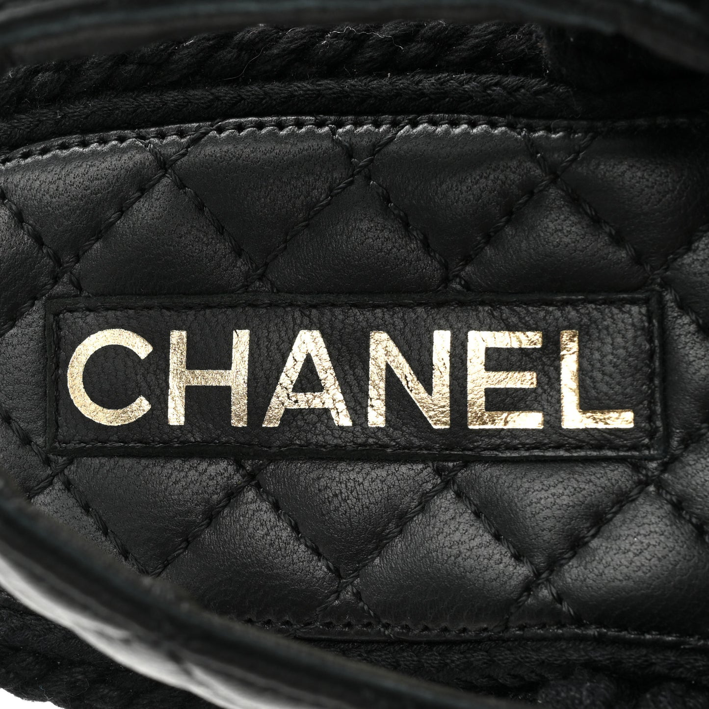 Cord Lambskin Quilted Logo Sandals 39 Black