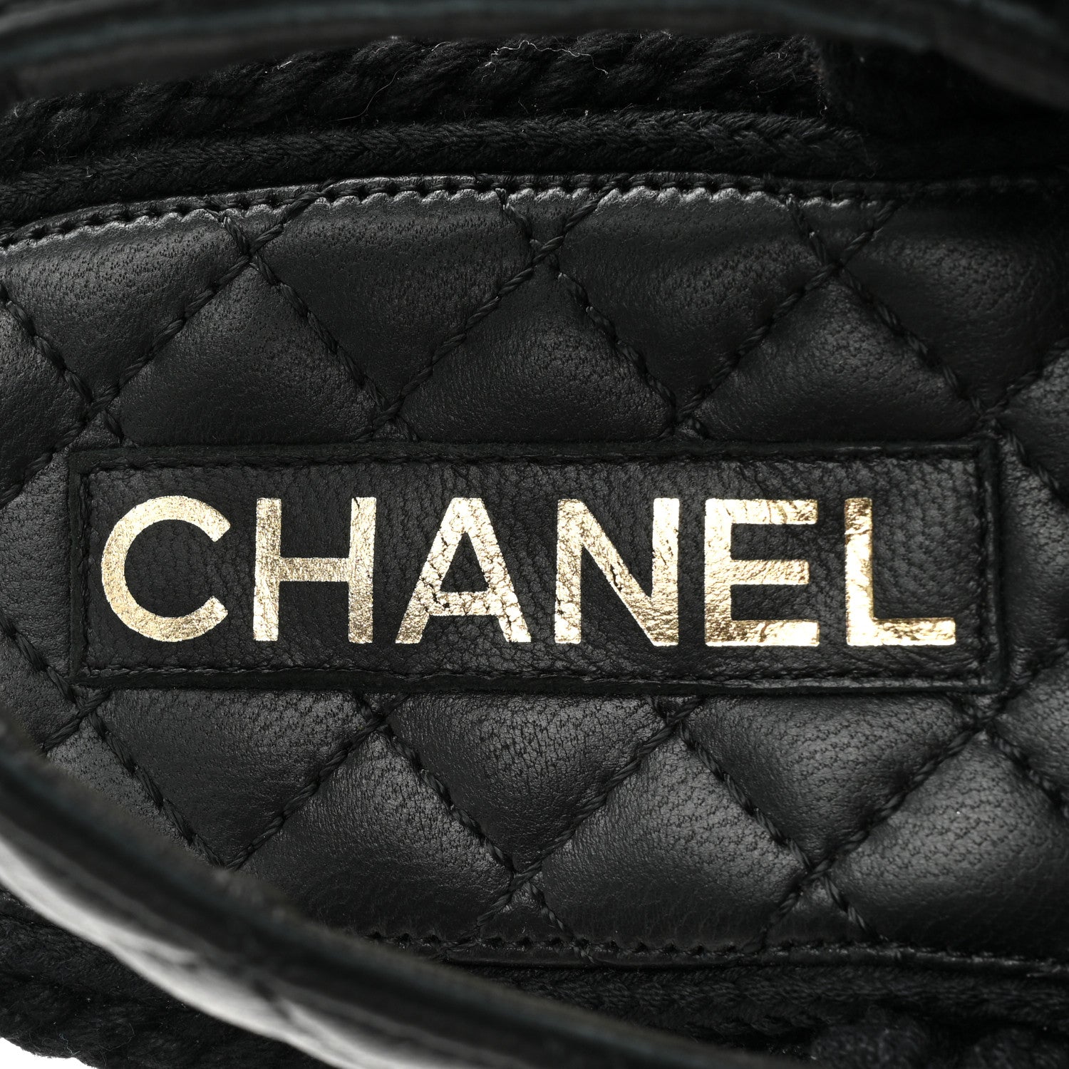 Chanel Cord Lambskin Quilted Logo Sandals 39 Black 7 of 11