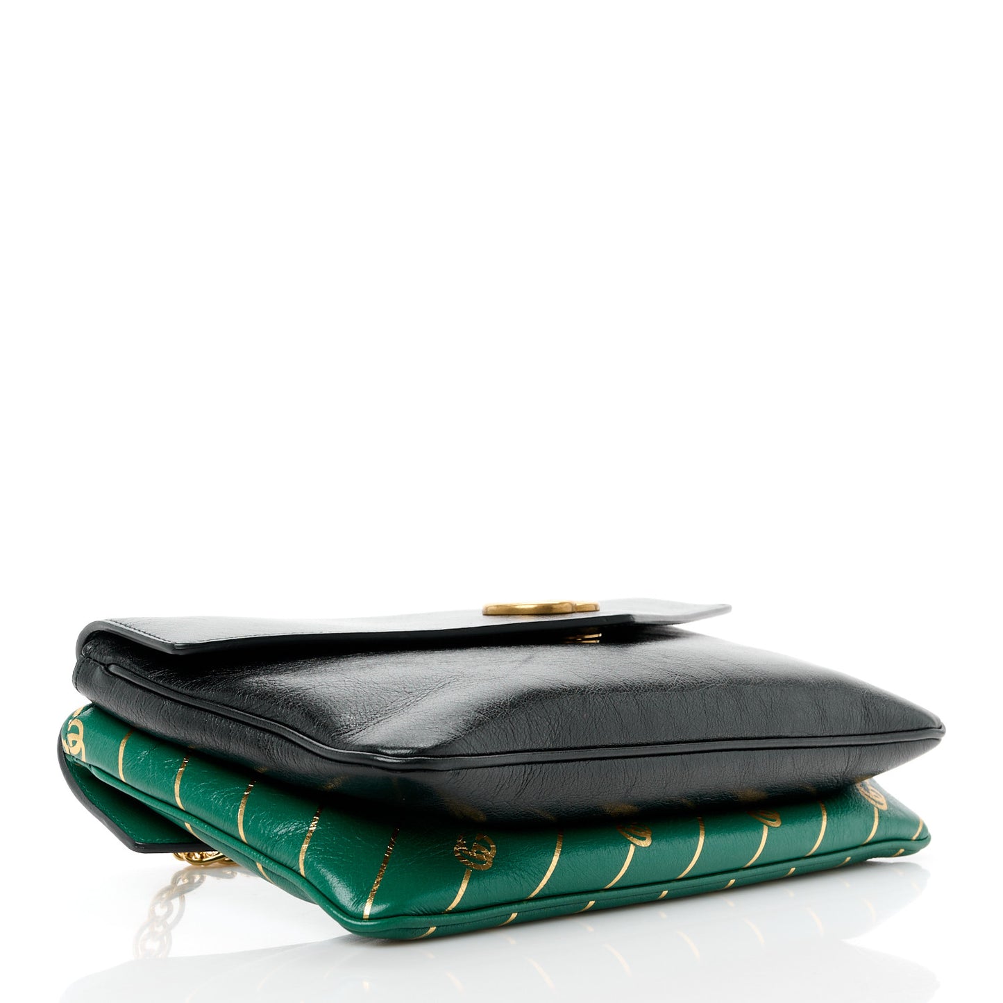 Calfskin Diagonal GG Medium Thiara Double Envelope Shoulder Bag Emerald Green Black
