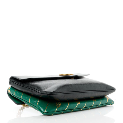 Gucci Calfskin Diagonal GG Medium Thiara Double Envelope Shoulder Bag Emerald Green Black 4 of 13