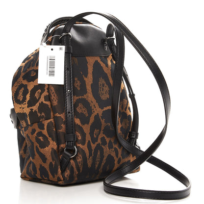 Stella McCartney Nylon Eco Alter Nappa Leopard Print Mini Falabella GO Backpack Brown 3 of 8