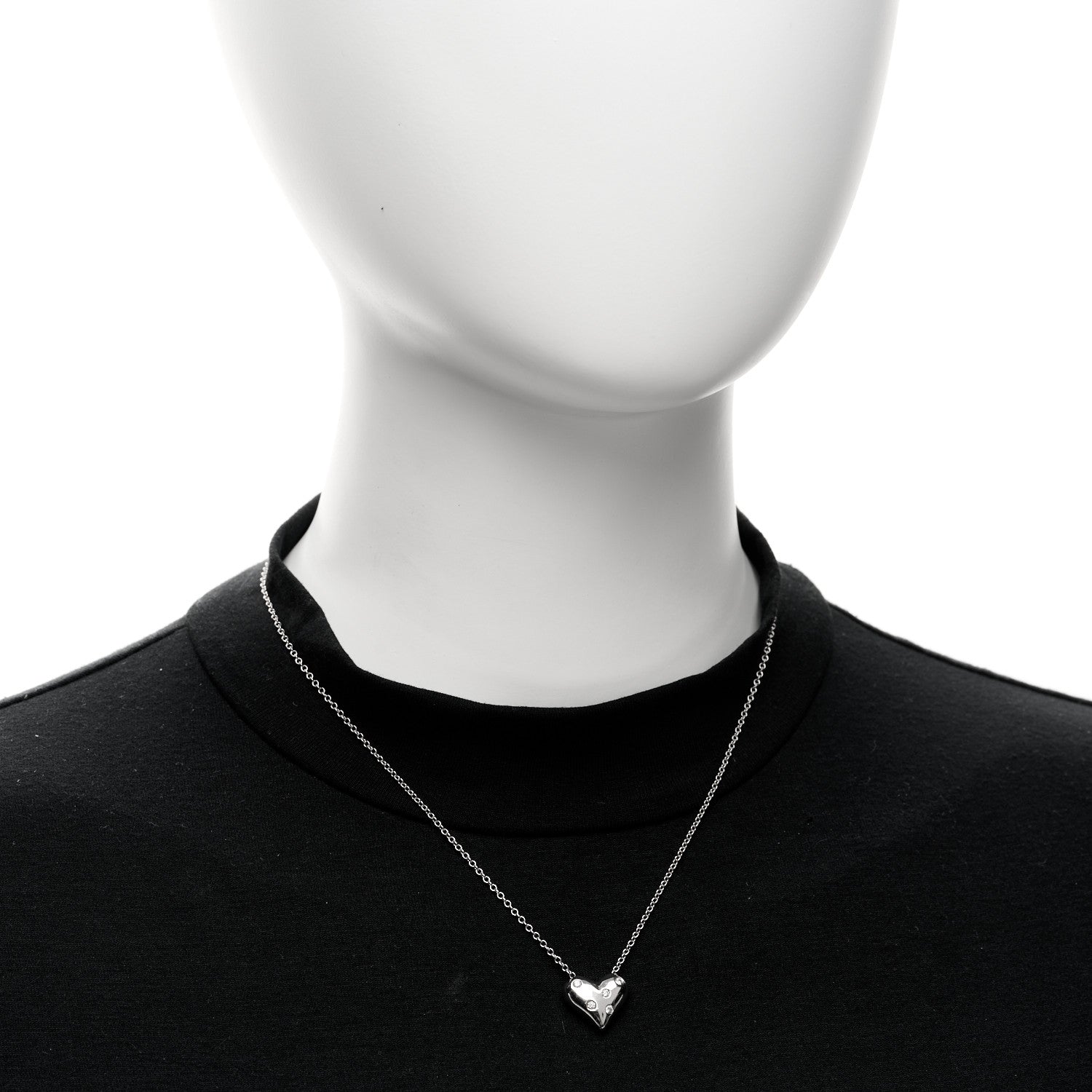 Tiffany Platinum Diamond Etoile Heart Pendant Necklace 2 of 4