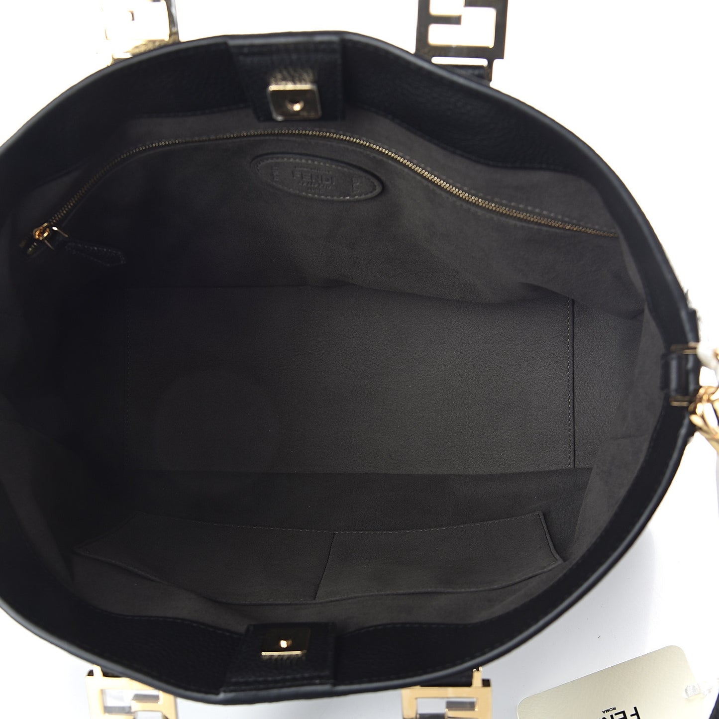 Cuoio Romano Selleria Medium FF Tote Black