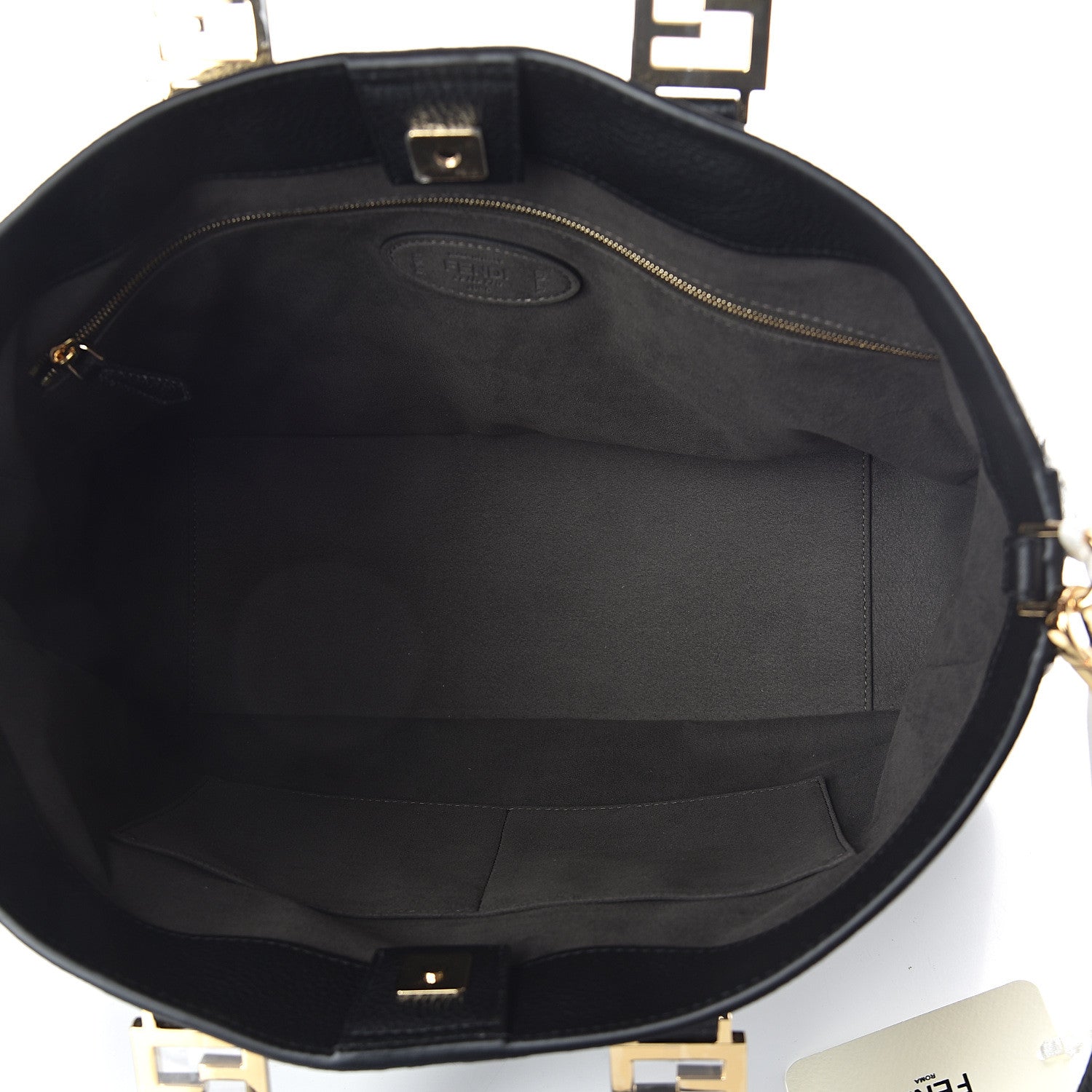 Fendi Cuoio Romano Selleria Medium FF Tote Black 4 of 8