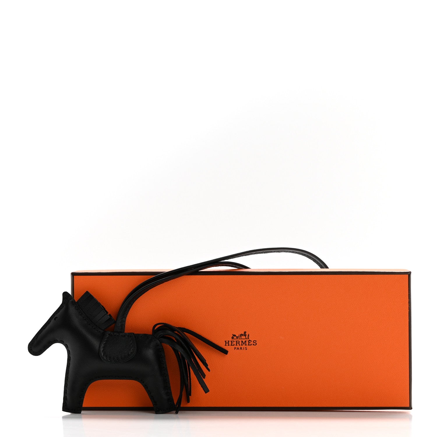 Hermes Milo Lambskin Grigri Rodeo Horse Bag Charm PM So Black 4 of 4