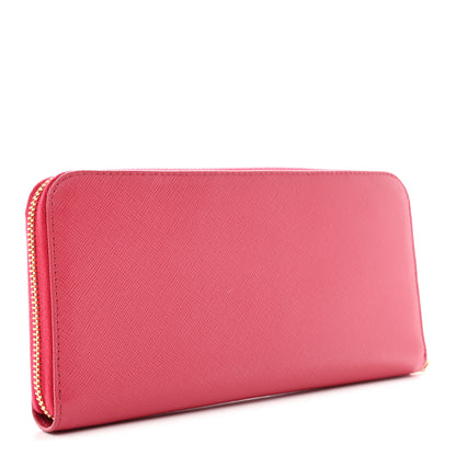 Prada Saffiano Triangle Zip Around Wallet Peonia 3 of 9