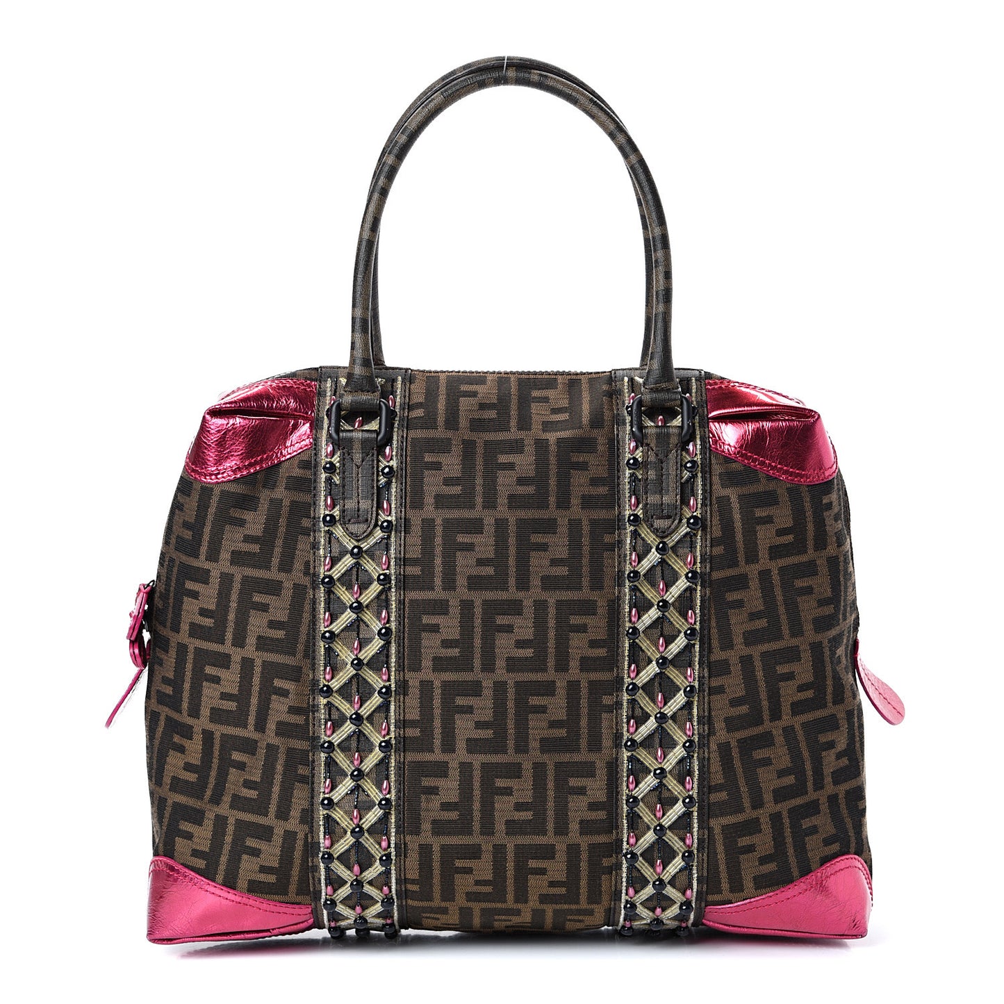 Zucca Large Mixed Media B Mix Tote Tobacco Multicolor