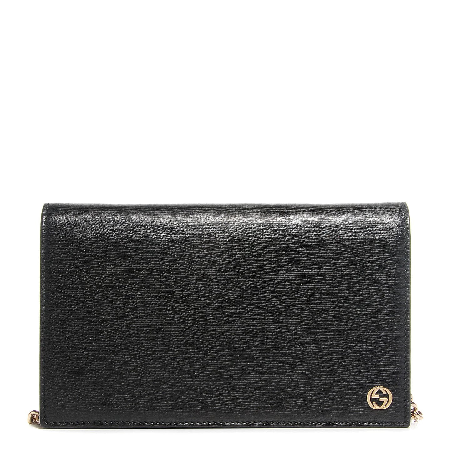 Textured Calfskin Medium Betty Chain Wallet Black