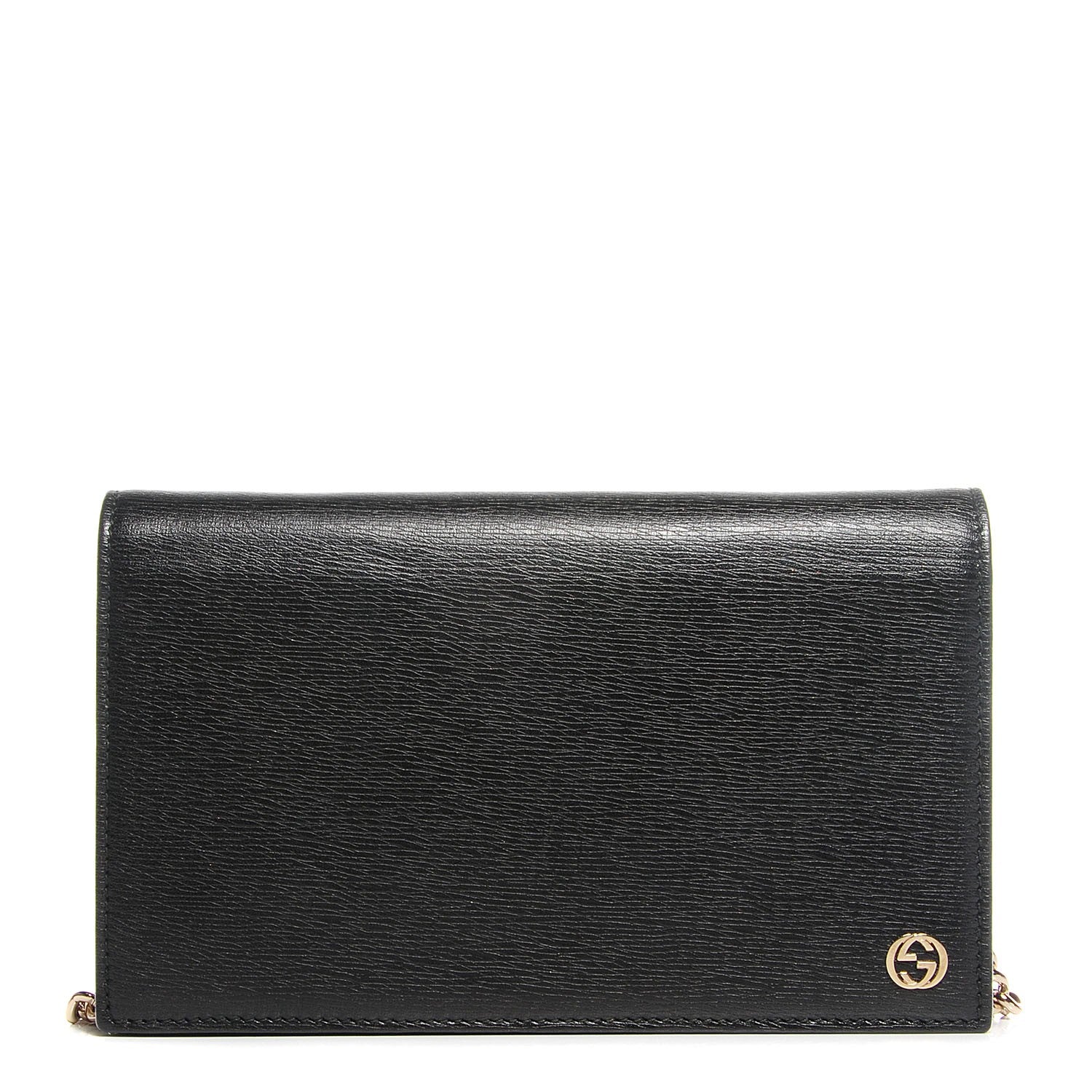 Gucci Textured Calfskin Medium Betty Chain Wallet Black 1 of 7