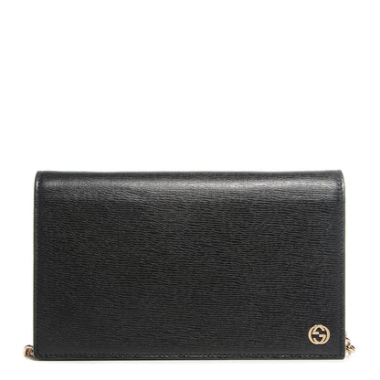 Gucci Textured Calfskin Medium Betty Chain Wallet Black 1 of 7
