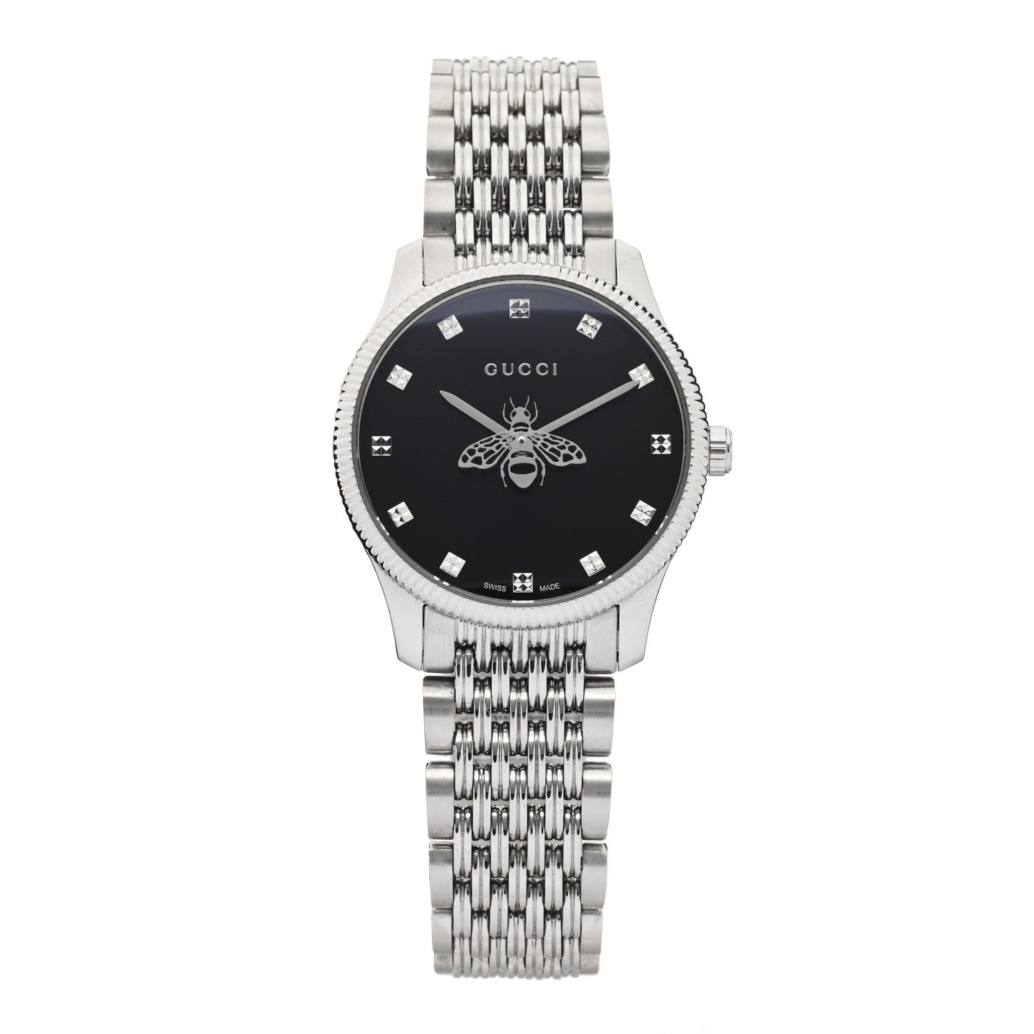 Gucci Stainless Steel 29mm G-Timeless Bee Quartz Watch Black 1 of 4