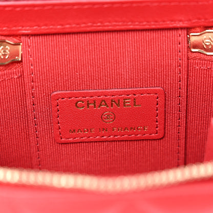Chanel Lambskin Quilted Mini Top Handle Vanity Case With Chain Red 6 of 11