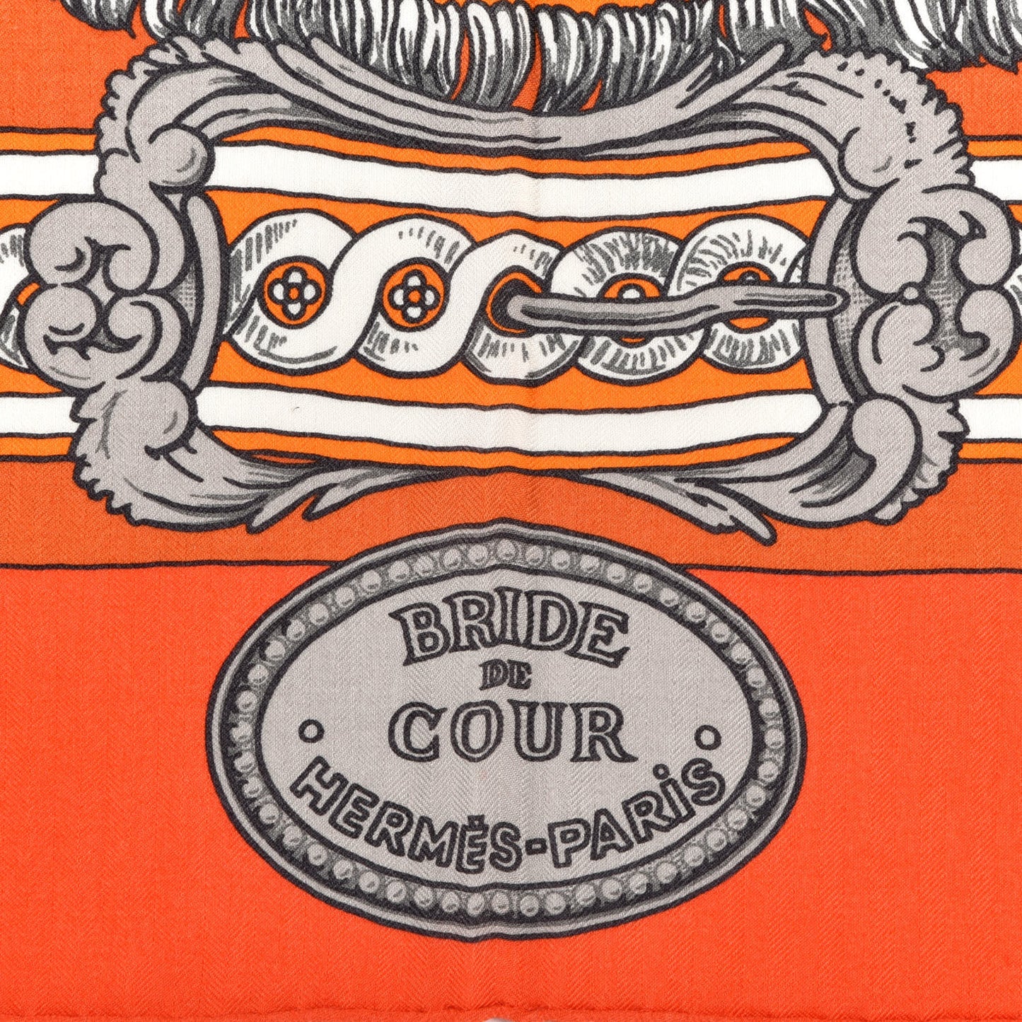 Cashmere Silk Bride De Cour Remix Scarf 140 Orange White Sepia