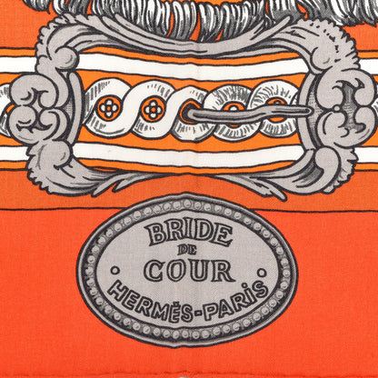 Hermes Cashmere Silk Bride De Cour Remix Scarf 140 Orange White Sepia 3 of 4