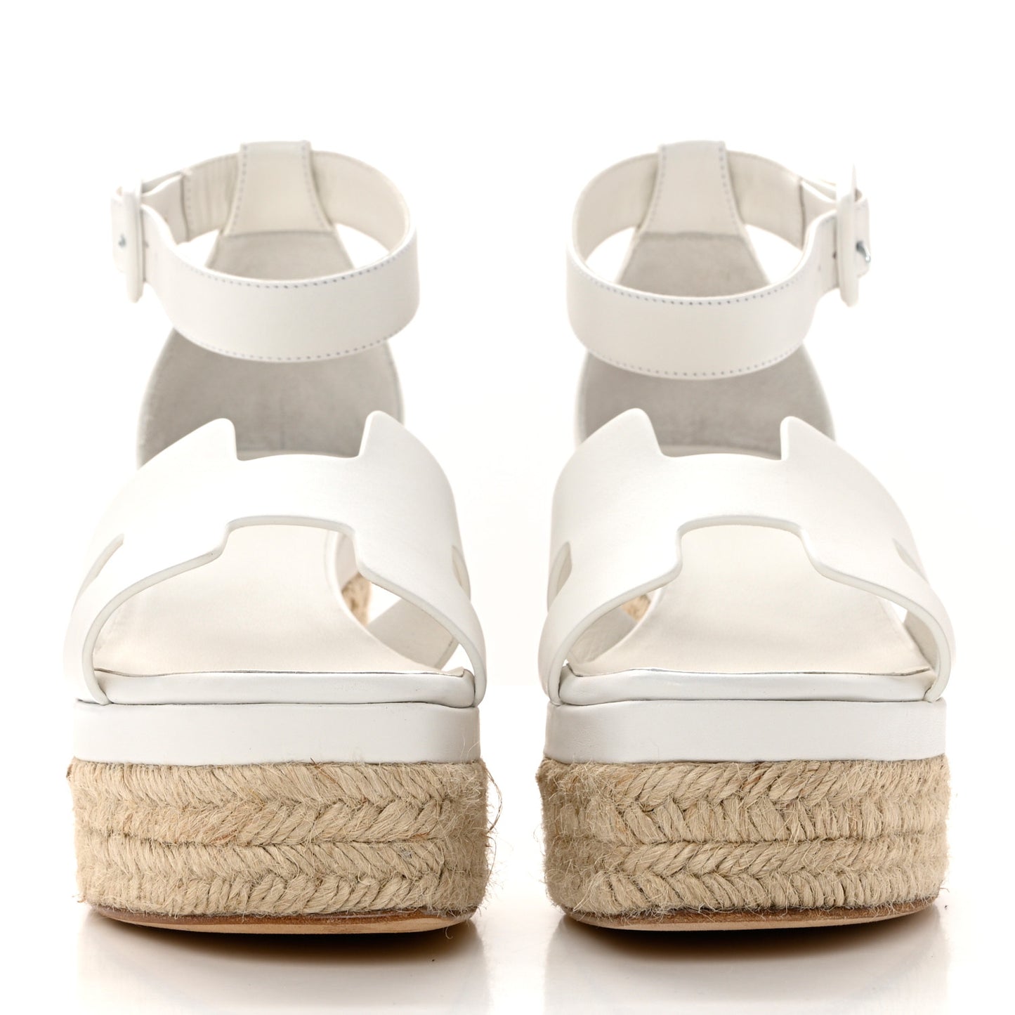 Goatskin Elda Espadrille Wedge Sandals 37 White