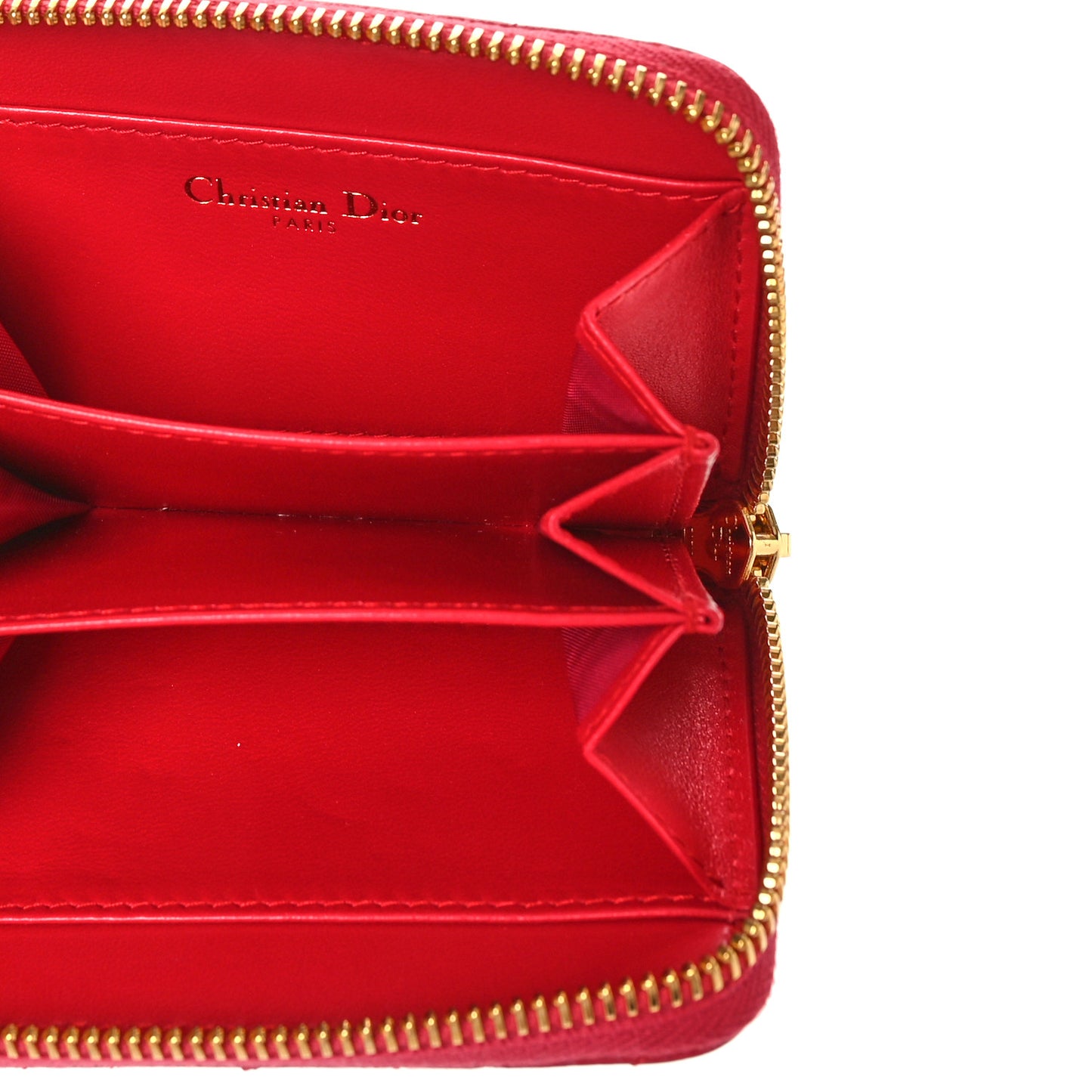 Lambskin Cannage Mini Caro Zipped Pouch Raspberry
