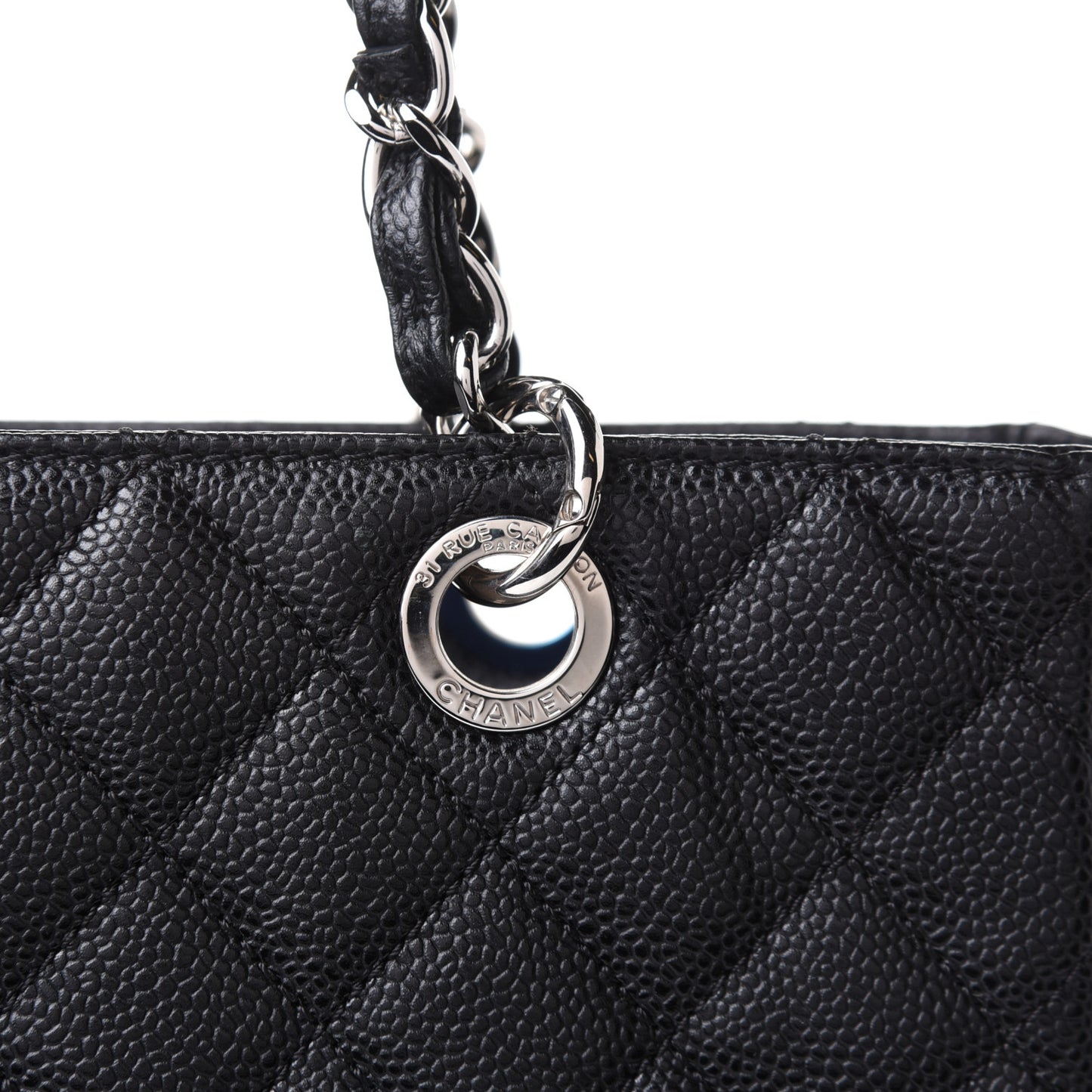 Caviar Quilted Petit Shopping Tote PST Black
