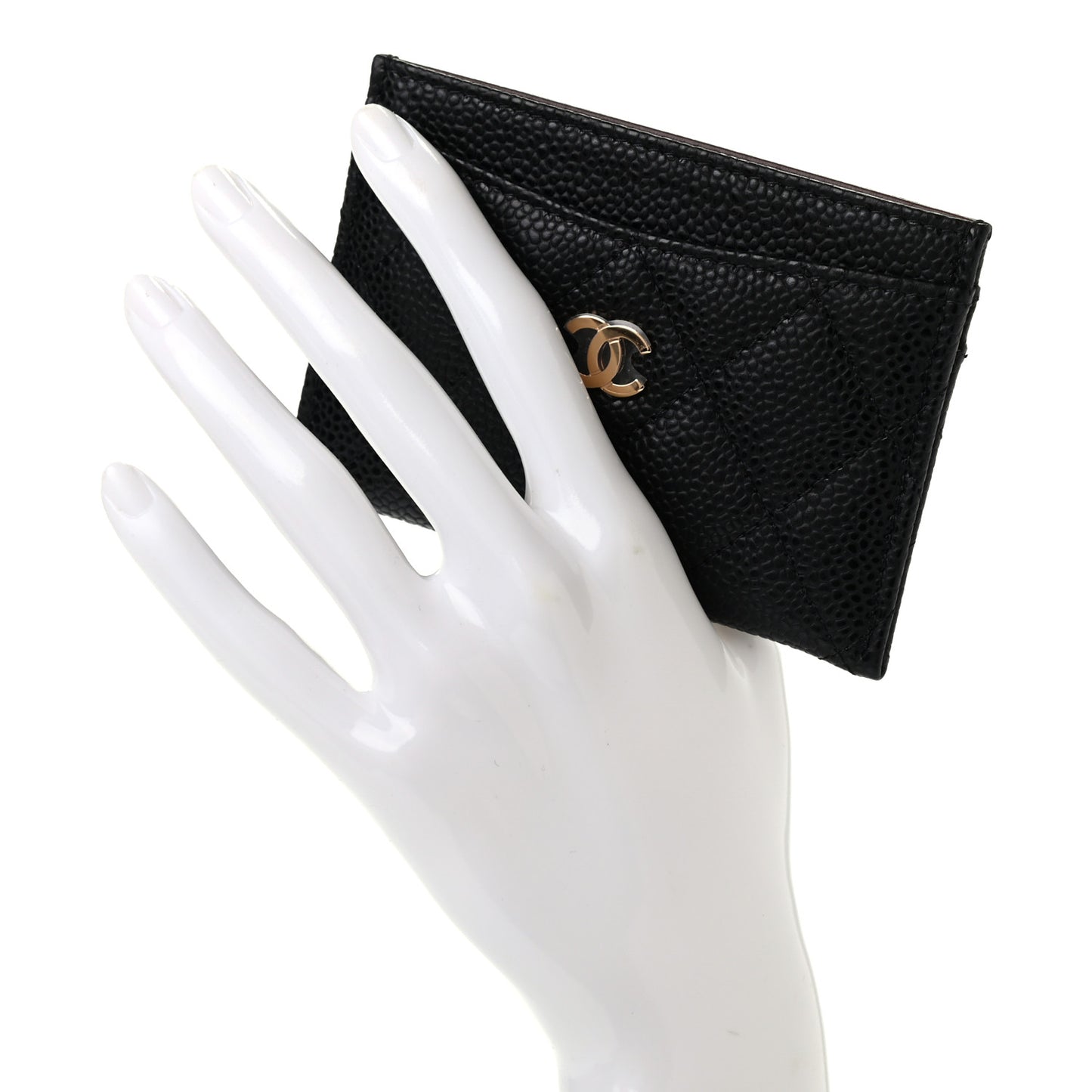 Caviar Quilted Card Holder Black