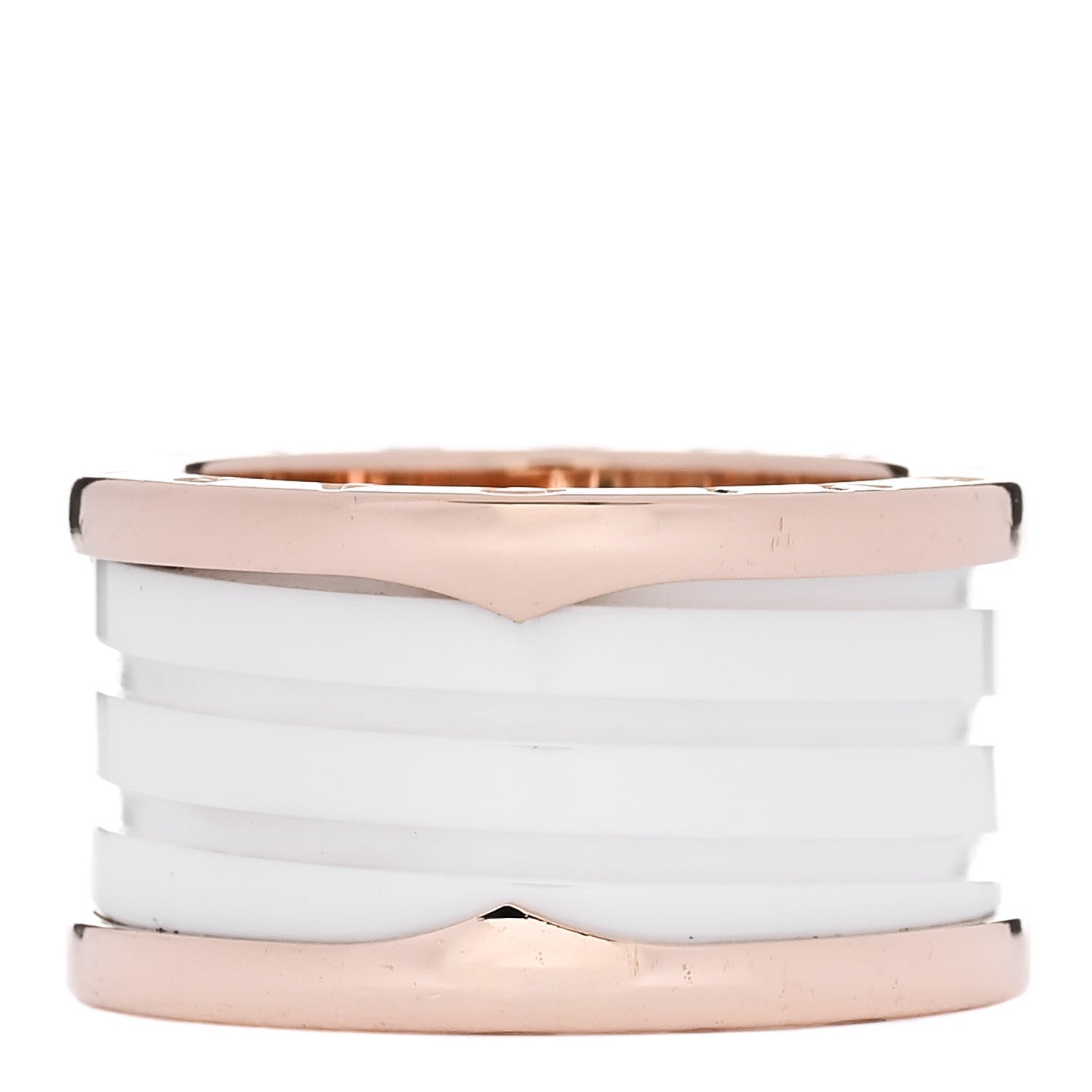 Bulgari 18K Rose Gold White Ceramic B.Zero1 Four-Band Ring 54 6.75 3 of 5