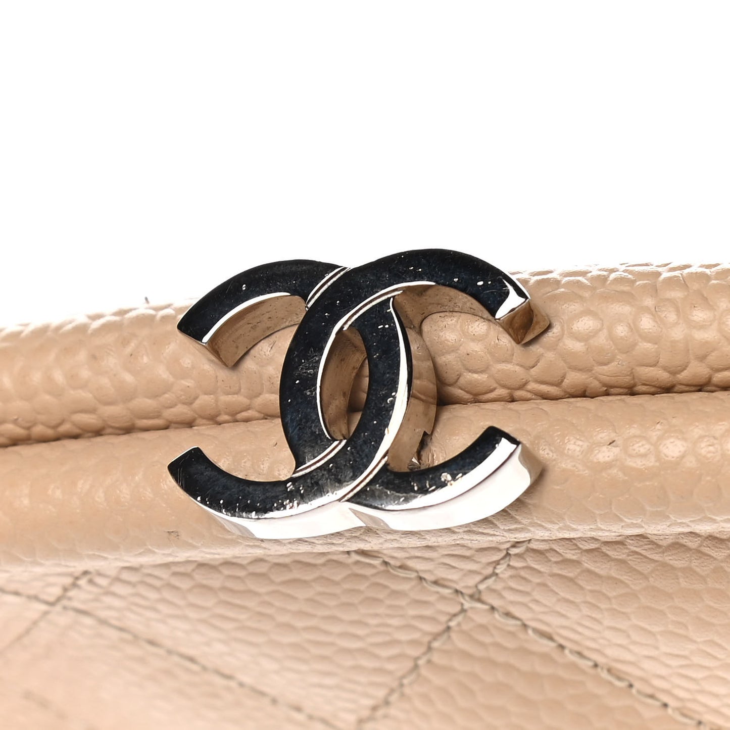 Caviar Quilted Timeless Clutch Beige Clair