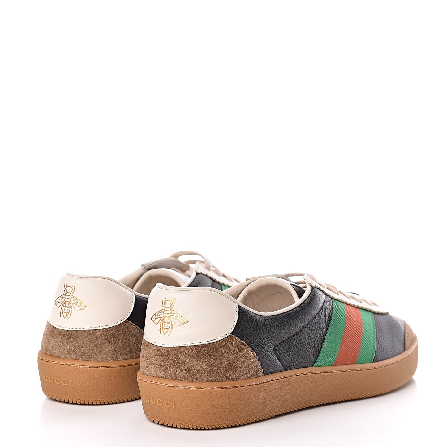 Calfskin Suede Web Mens G74 Sneakers 9.5 Ardesia Black New Mystic White