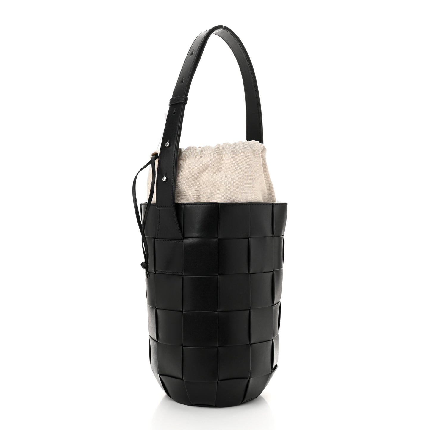 Nappa Maxi Intrecciato Cassette Lantern Bucket Bag Black