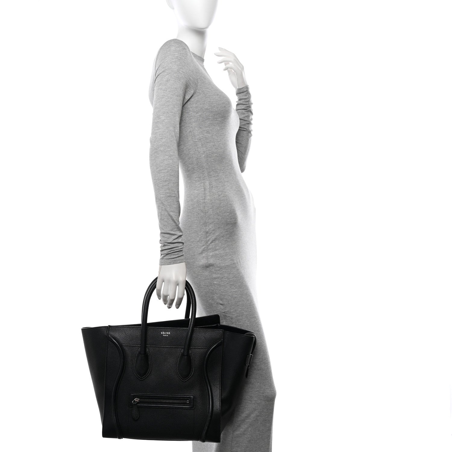 Celine Drummed Calfskin Mini Luggage Black 2 of 19