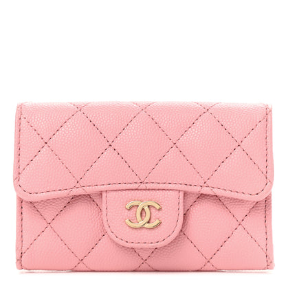 Chanel Caviar Quilted Flap Card Holder Wallet Pink 1 of 9
