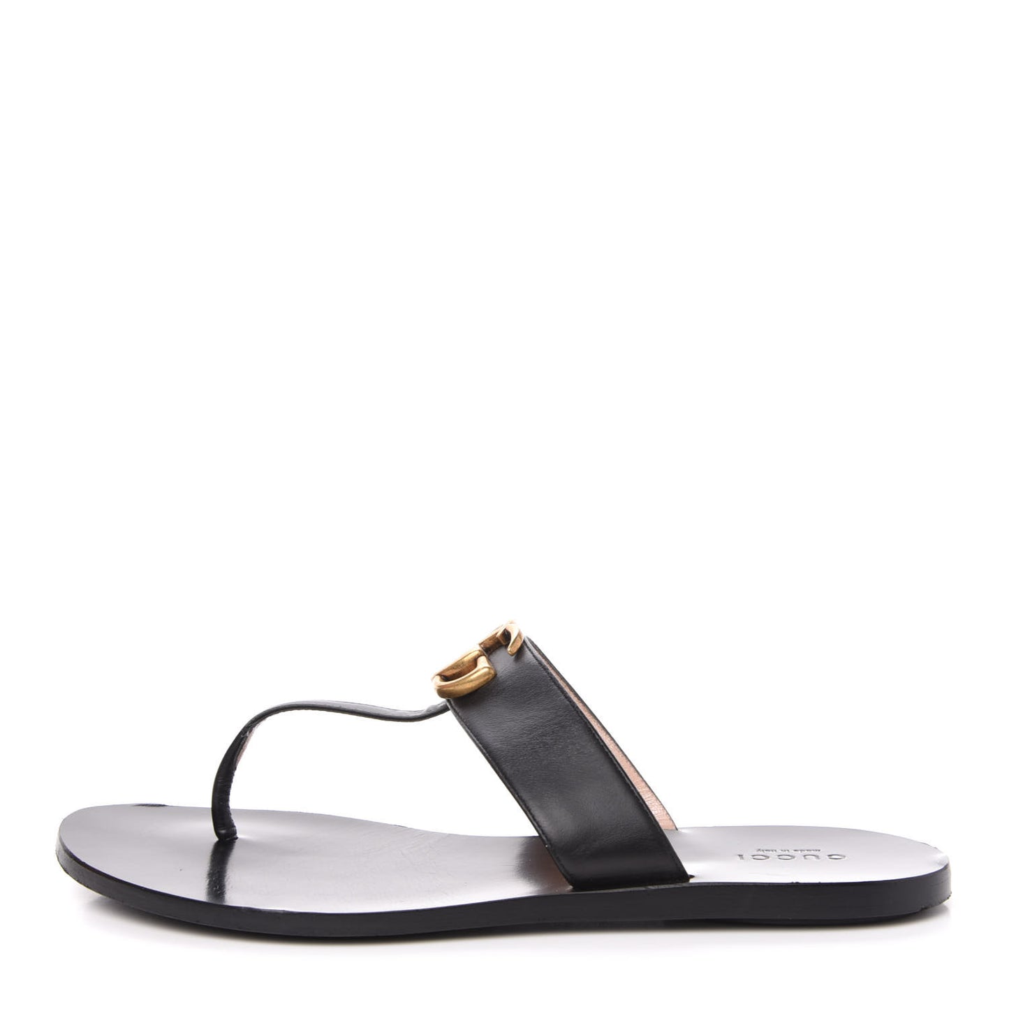 Calfskin Double G Thong Sandals 38.5 Black