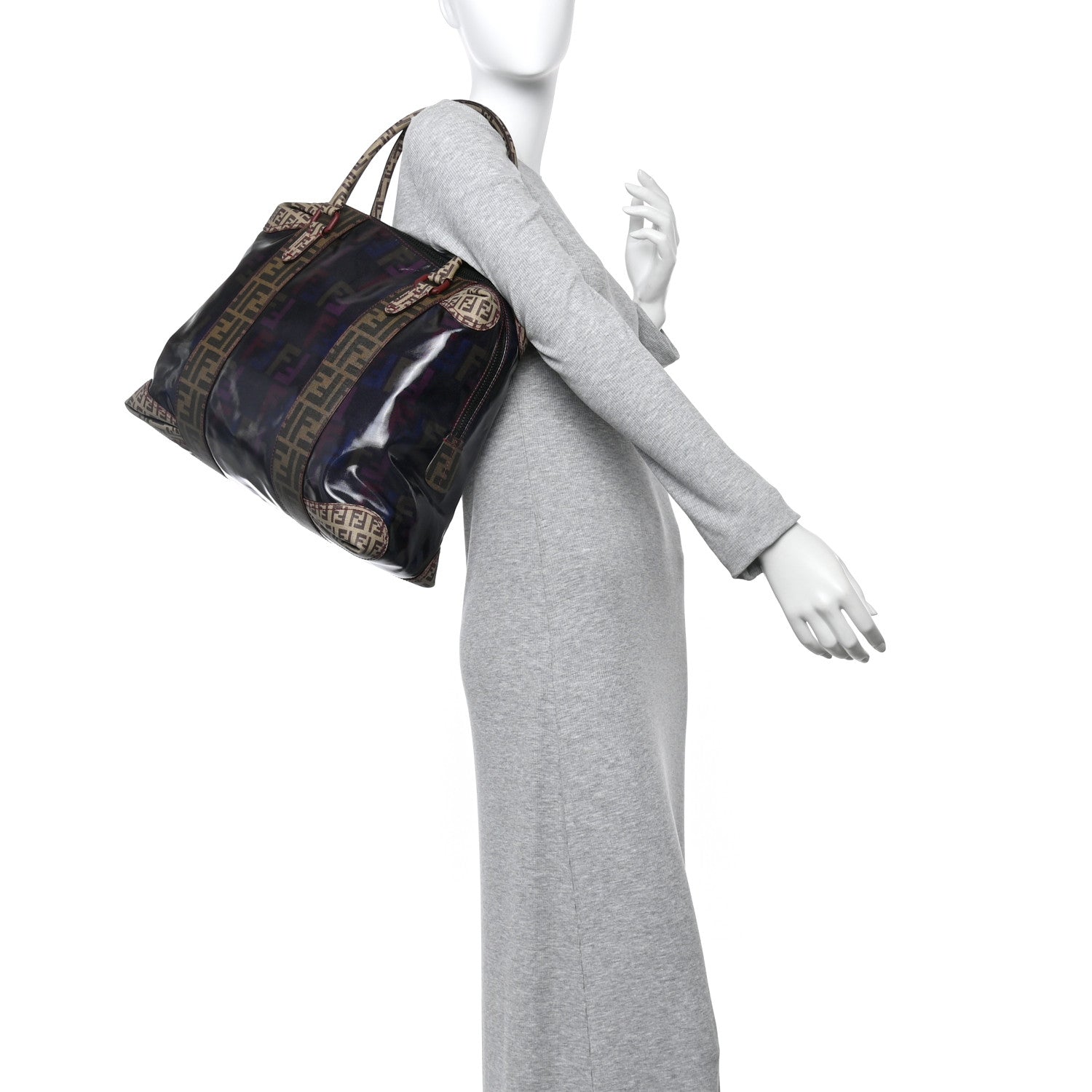 Fendi Zucca Zucchino Spalmati Large Mixed Media B Mix Tote Multicolor Tobacco 2 of 10