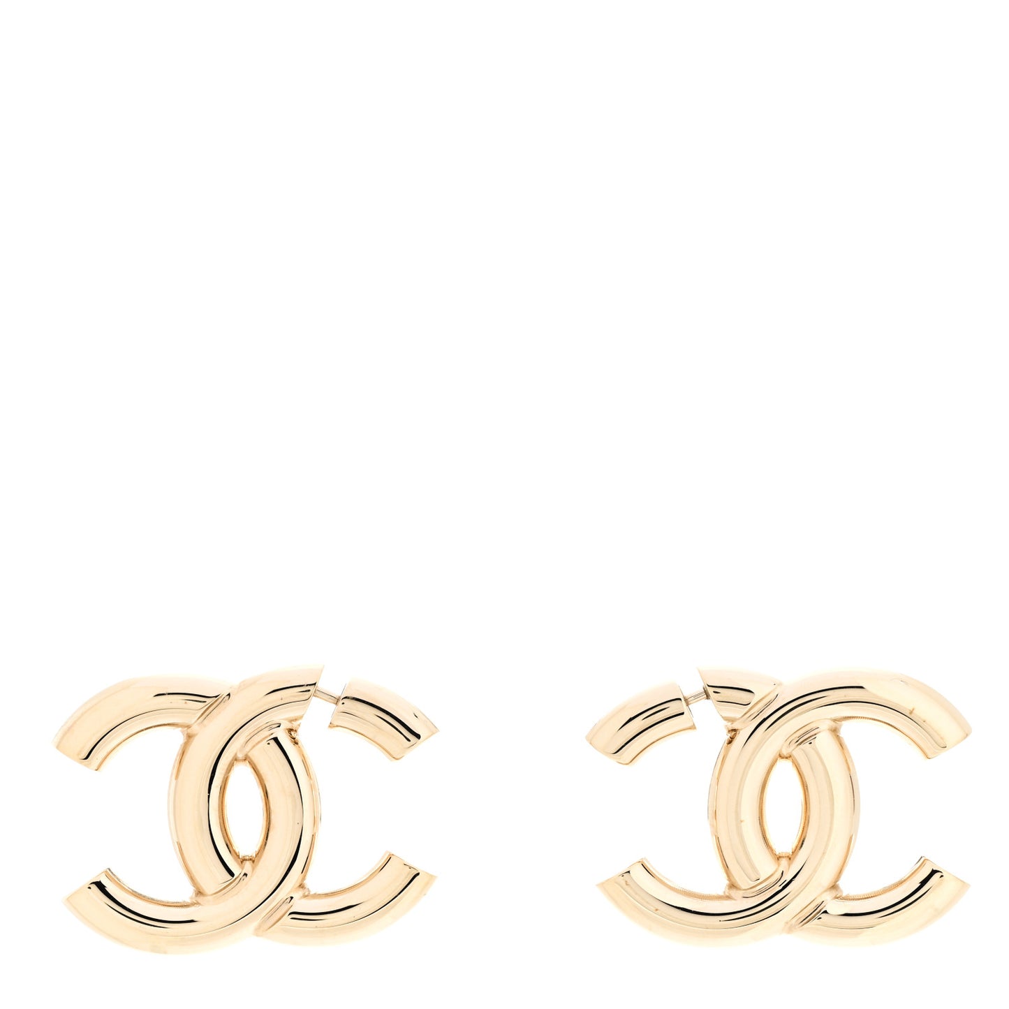 Metal Large CC Earrings Light Gold